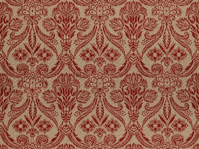 Canterbury 137 Antique Red COTTON  Blend Fire Rated Fabric Damask Jacquard   Fabric