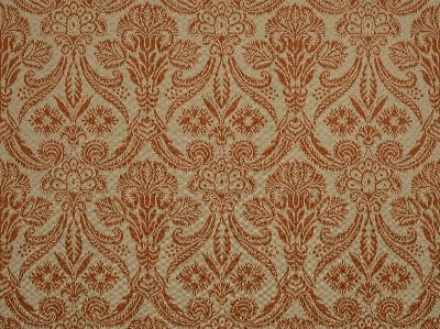 Canterbury 318 Persimmon Orange COTTON  Blend Fire Rated Fabric Damask Jacquard   Fabric