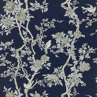 Ralph Lauren Wallpaper Marlowe Floral Prussian Blue Blue in ARCHIVAL PAPERS Design Style: Traditional Flower Wallpaper Flower Wallpaper Asian and Oriental Chinoiserie 